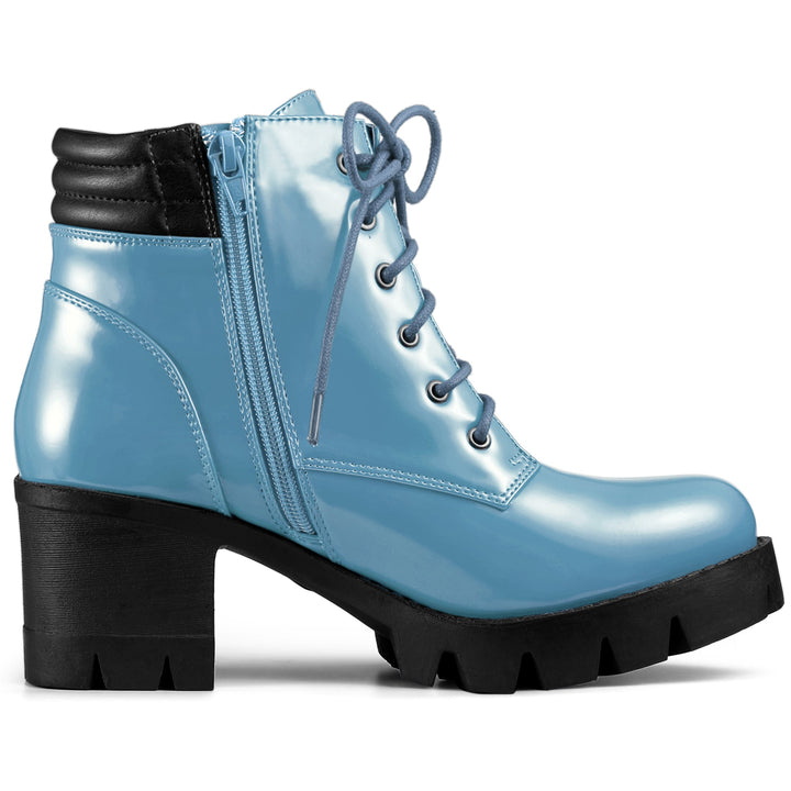 Women's Lace Up Combat Chunky Ankle Boots | Platform