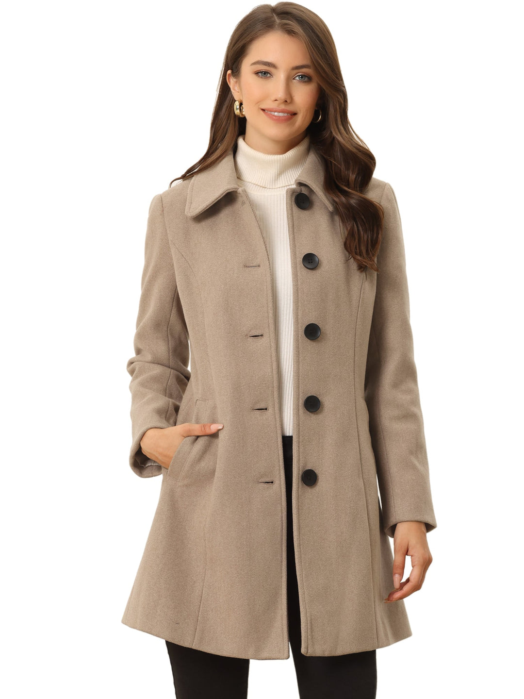 Women's Winter Single Breasted Pea Coat | Long