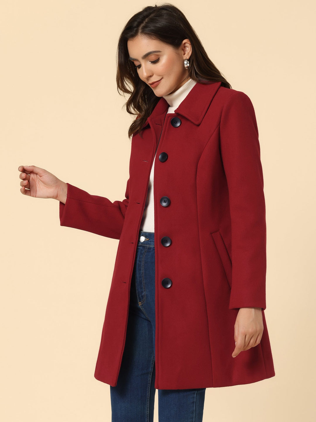 Women's Winter Single Breasted Pea Coat | Long