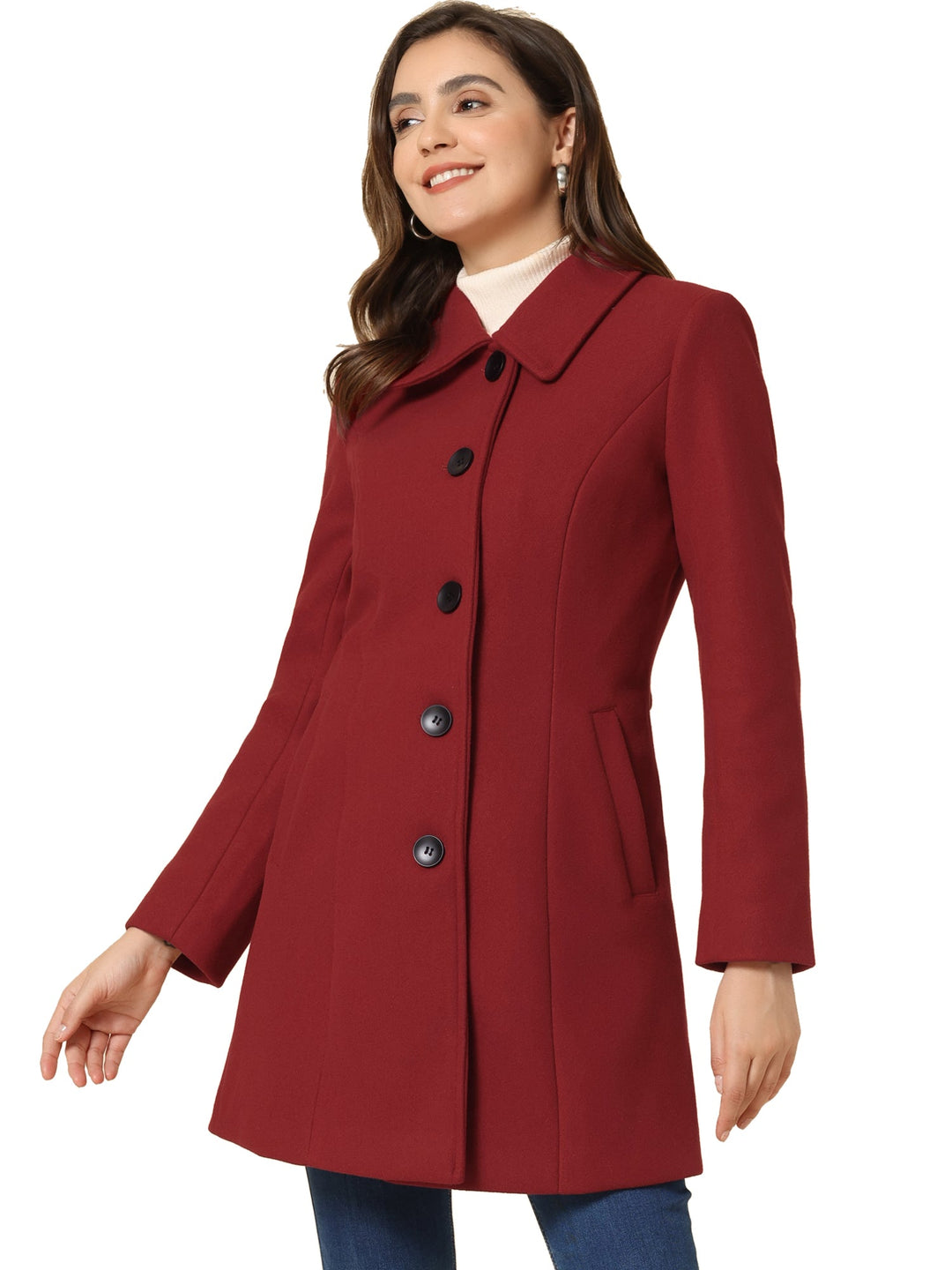 Women's Winter Single Breasted Pea Coat | Long