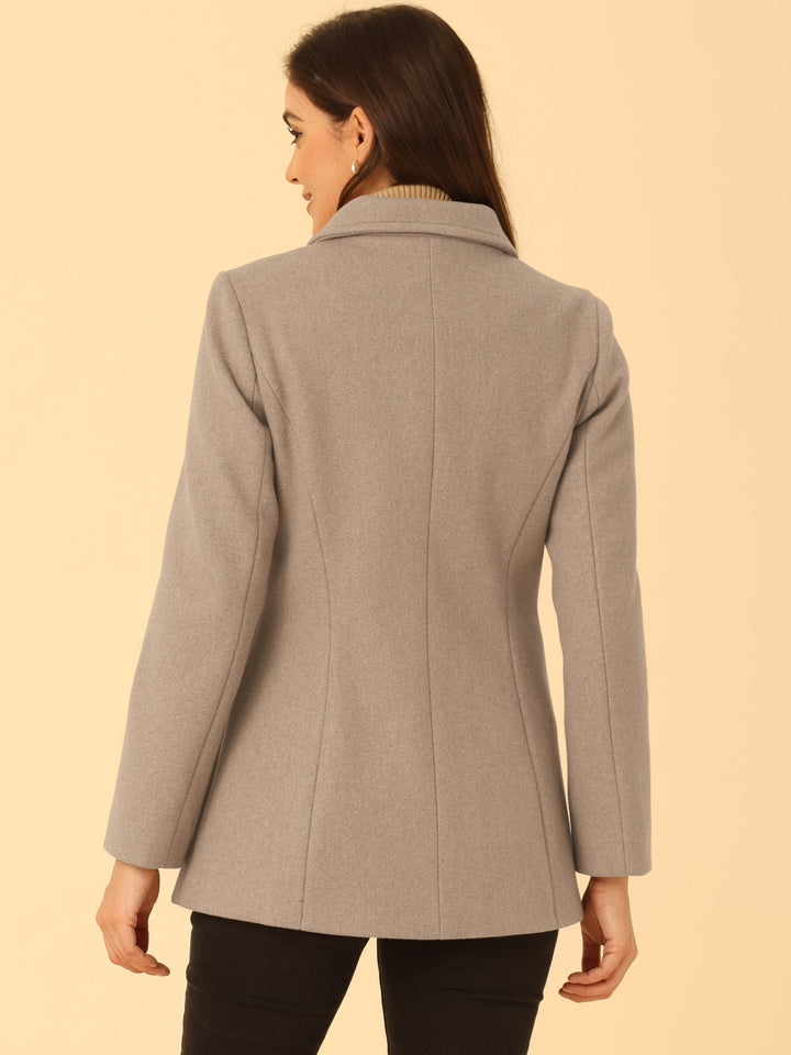 Women's Winter Button Collared Pea Coat | Single Breasted