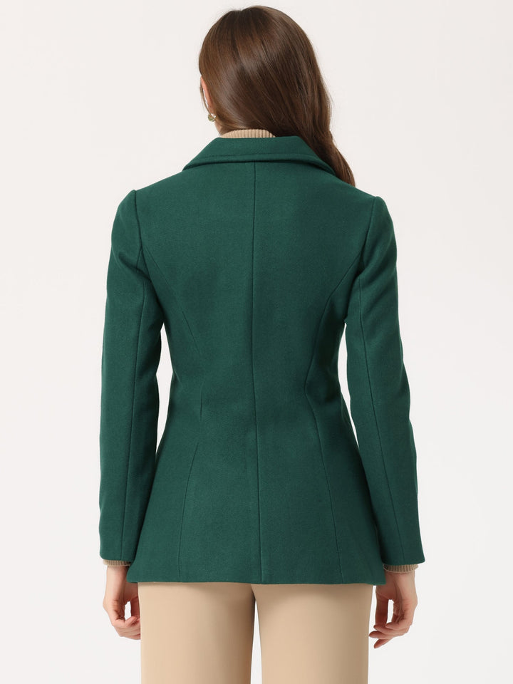 Women's Winter Button Collared Pea Coat | Single Breasted