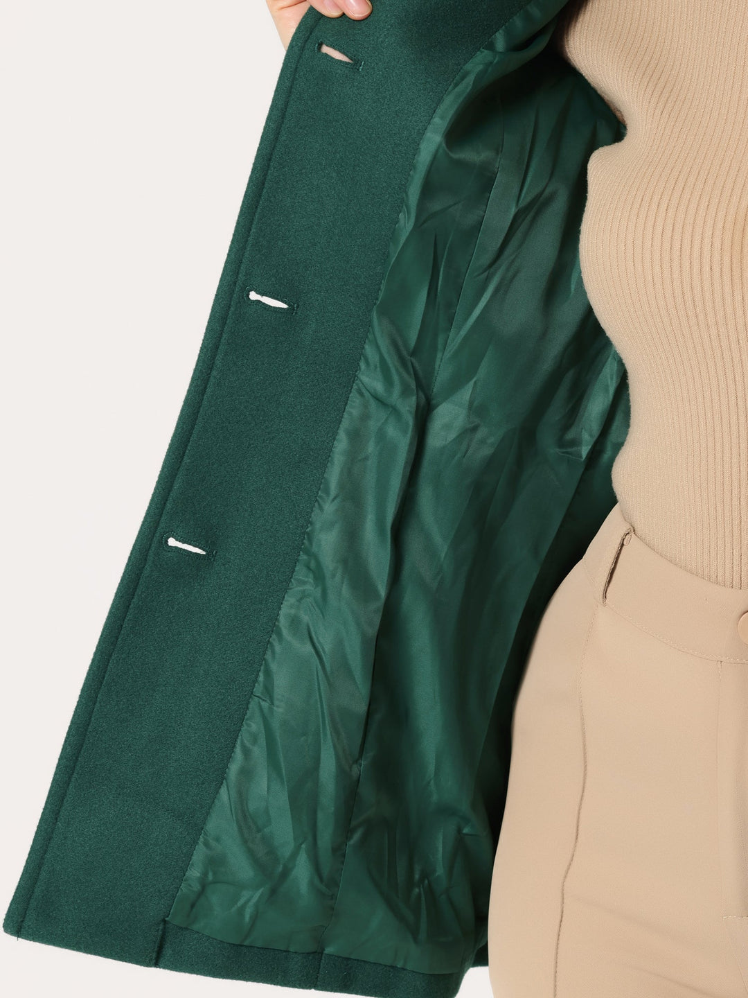 Women's Winter Button Collared Pea Coat | Single Breasted