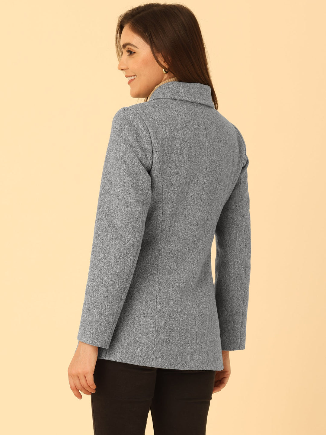 Women's Winter Button Collared Pea Coat | Single Breasted