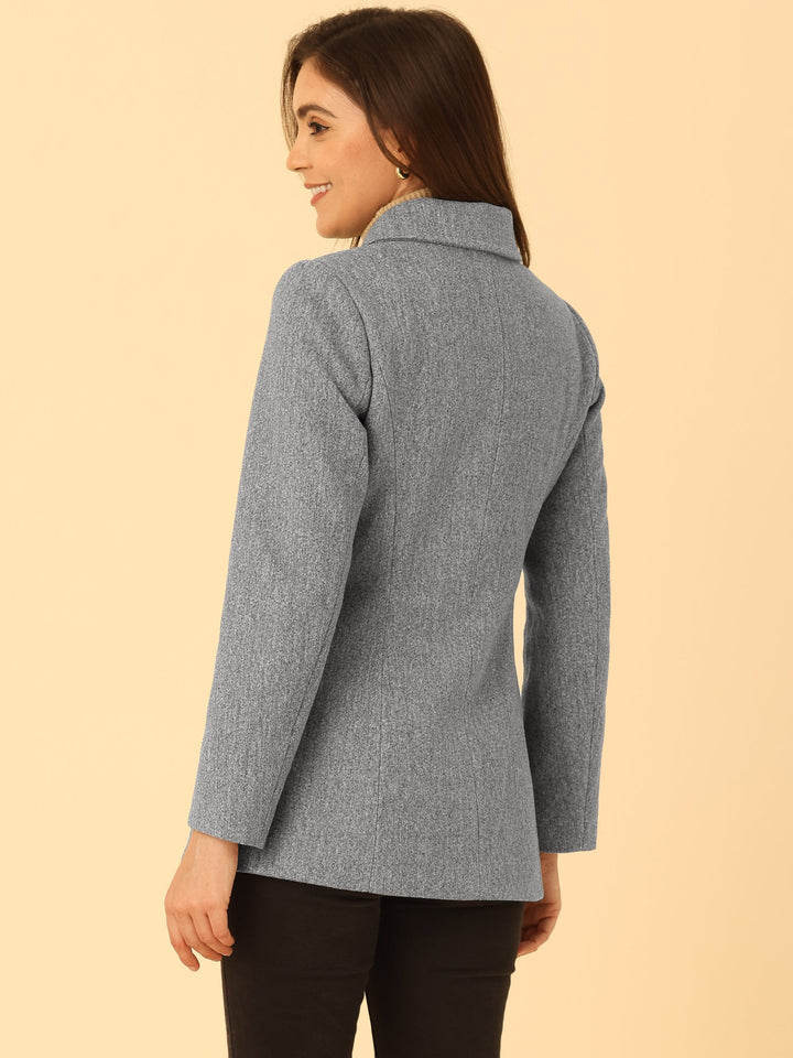 Women's Winter Button Collared Pea Coat | Single Breasted