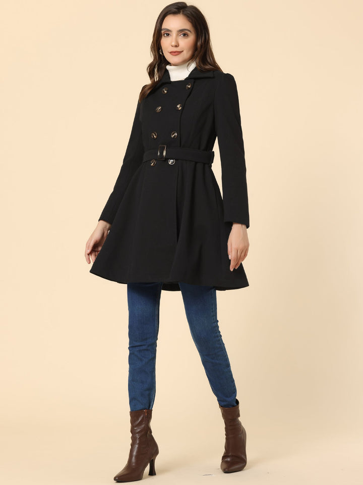 Women's Belted Double Breasted Winter Coat | Long