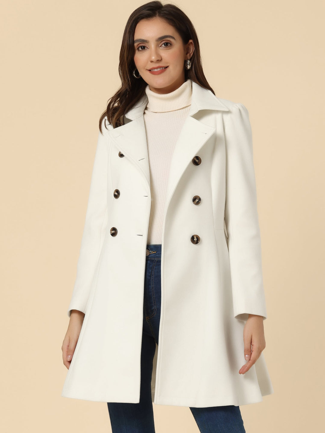 Women's Belted Double Breasted Winter Coat | Long