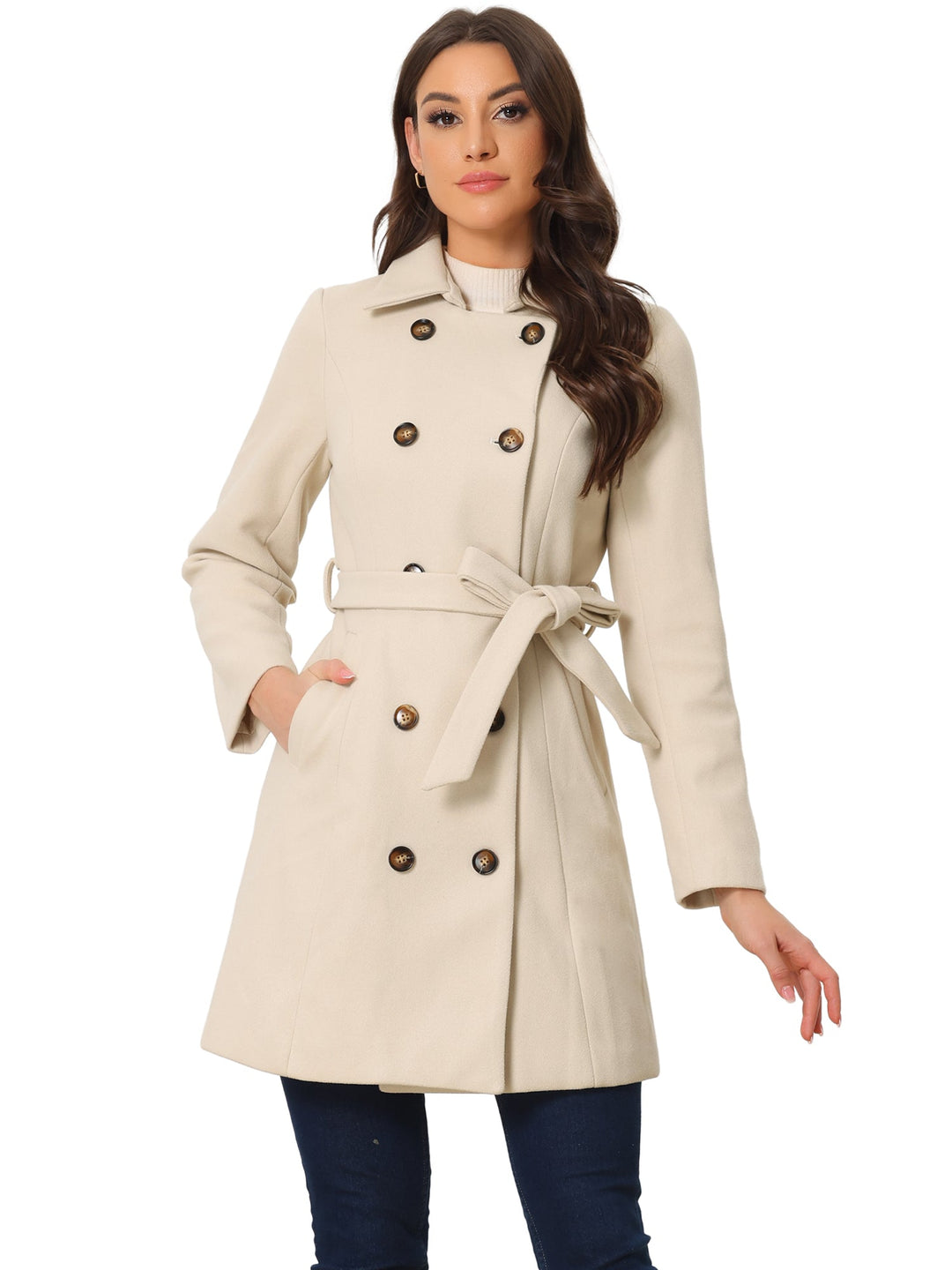 Women's Double Breasted Long Trench Coat | Winter