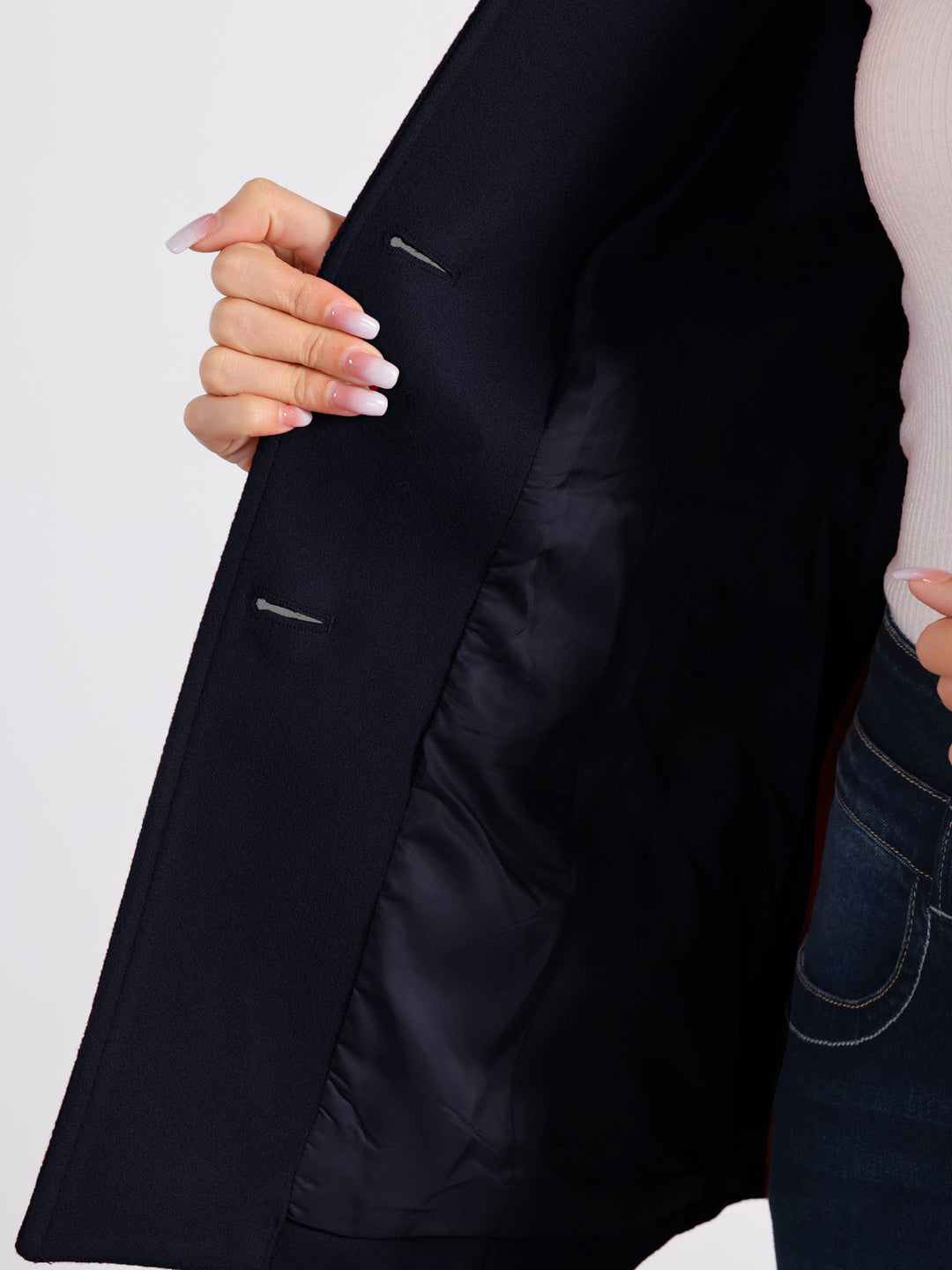 Women's Winter Button Collared Pea Coat | Single Breasted
