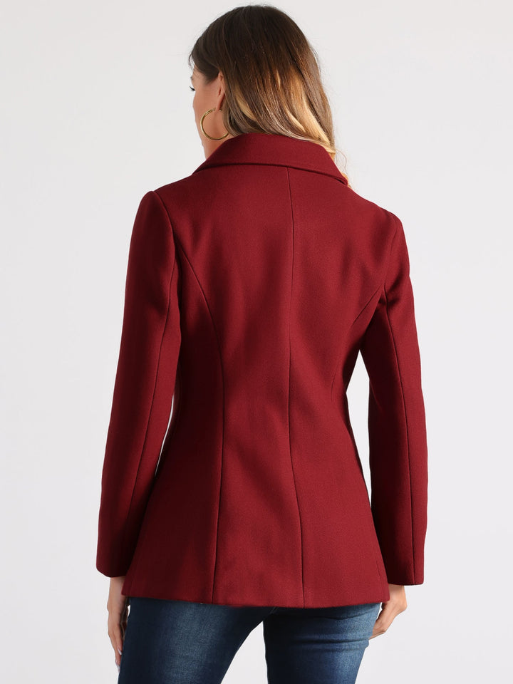 Women's Winter Button Collared Pea Coat | Single Breasted