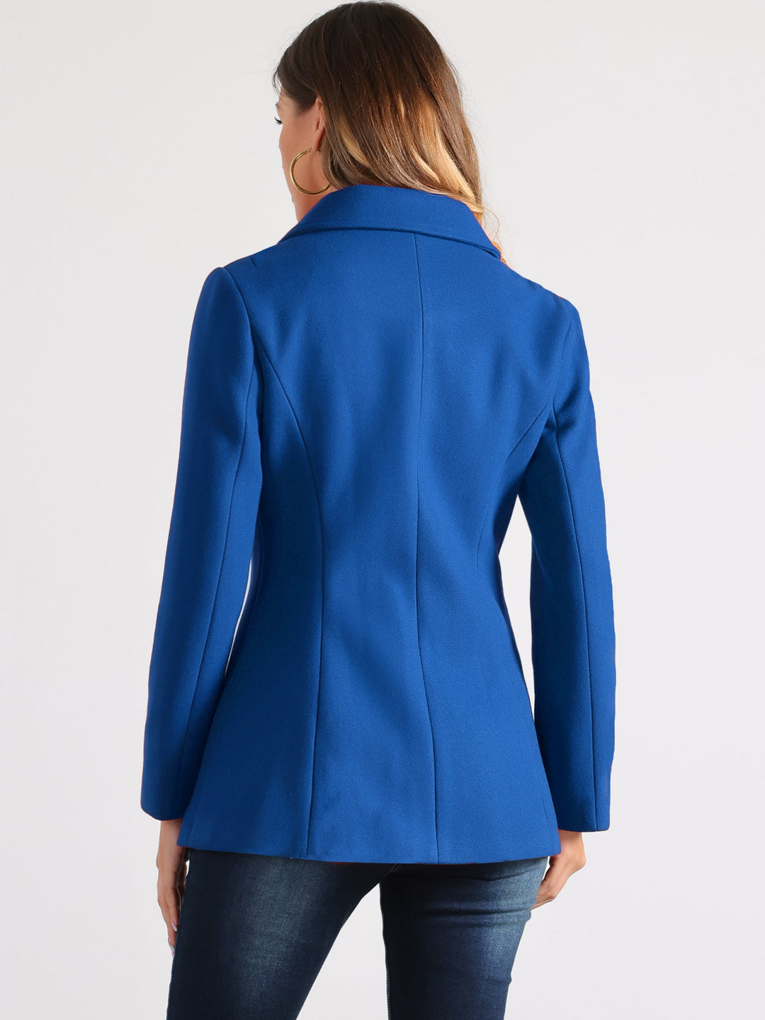 Women's Winter Button Collared Pea Coat | Single Breasted