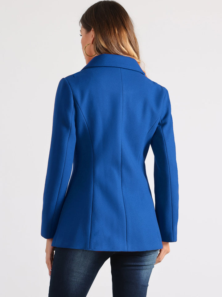 Women's Winter Button Collared Pea Coat | Single Breasted