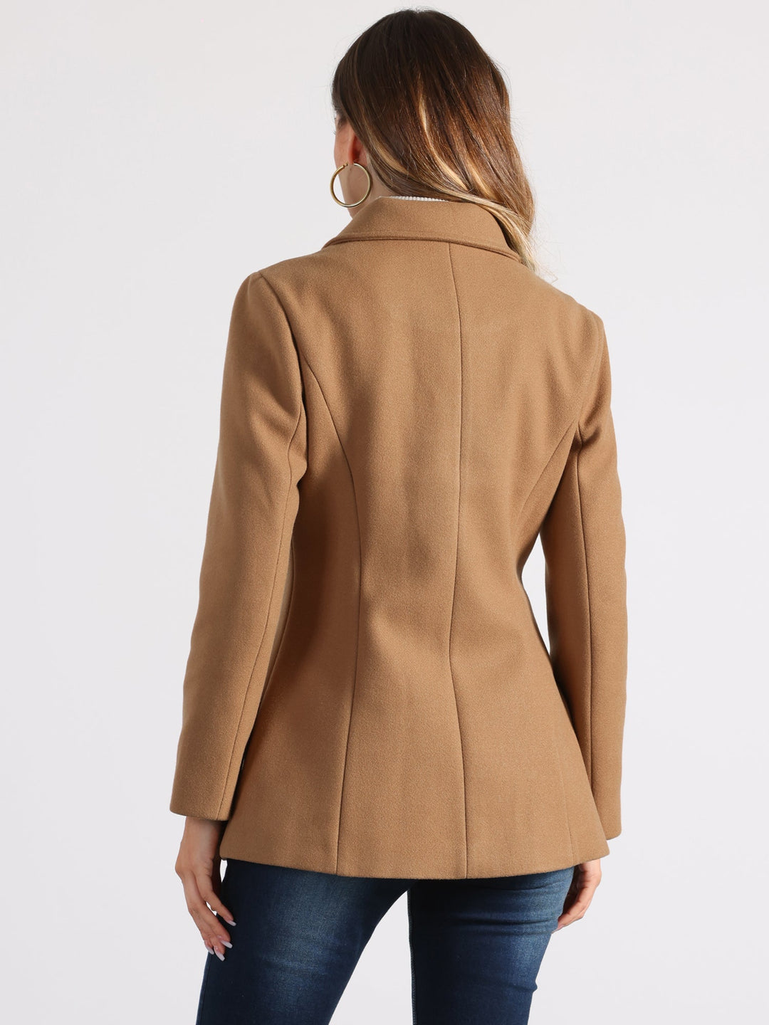 Women's Winter Button Collared Pea Coat | Single Breasted