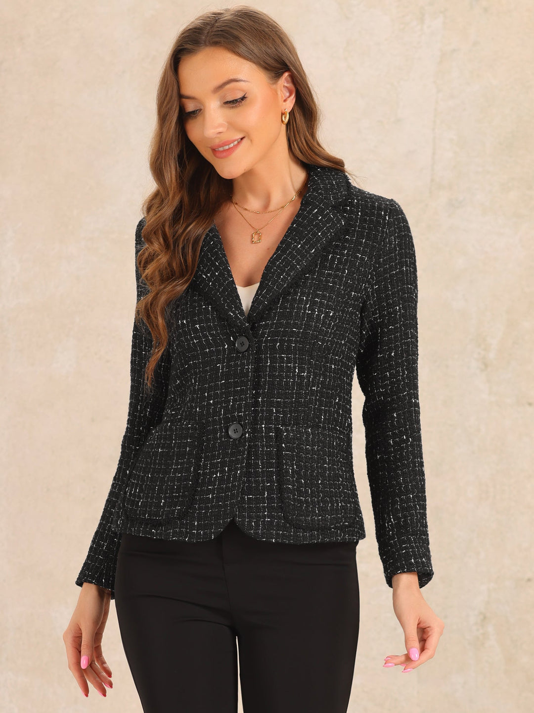 Women's Textured Long Sleeve Knitted Blazer | Tailored