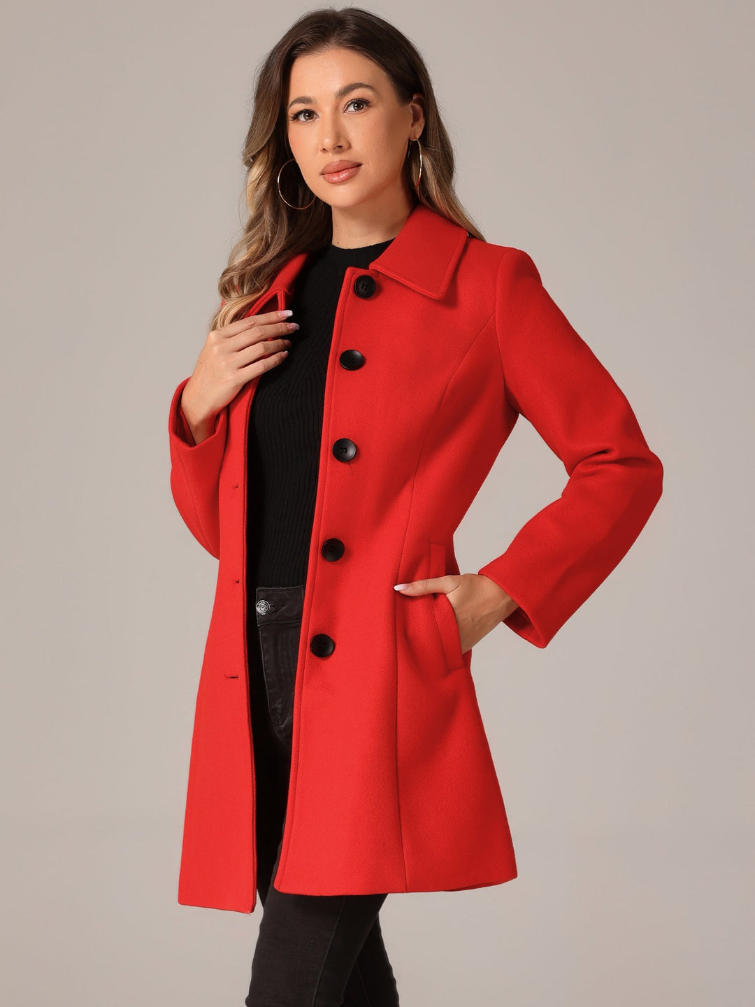 Women's Winter Single Breasted Pea Coat | Long