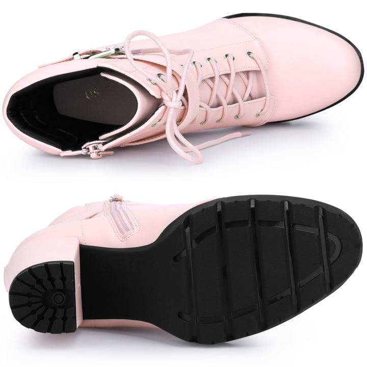 Women's Lace-Up Buckle Platform Ankle Boots | High Heel