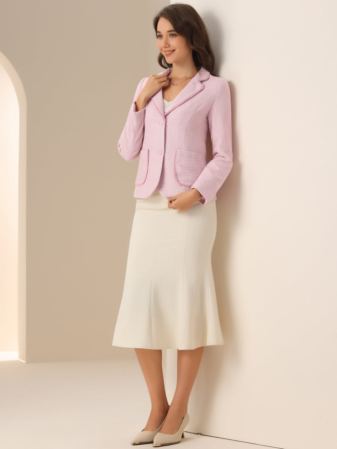 Women's Textured Long Sleeve Knitted Blazer | Tailored