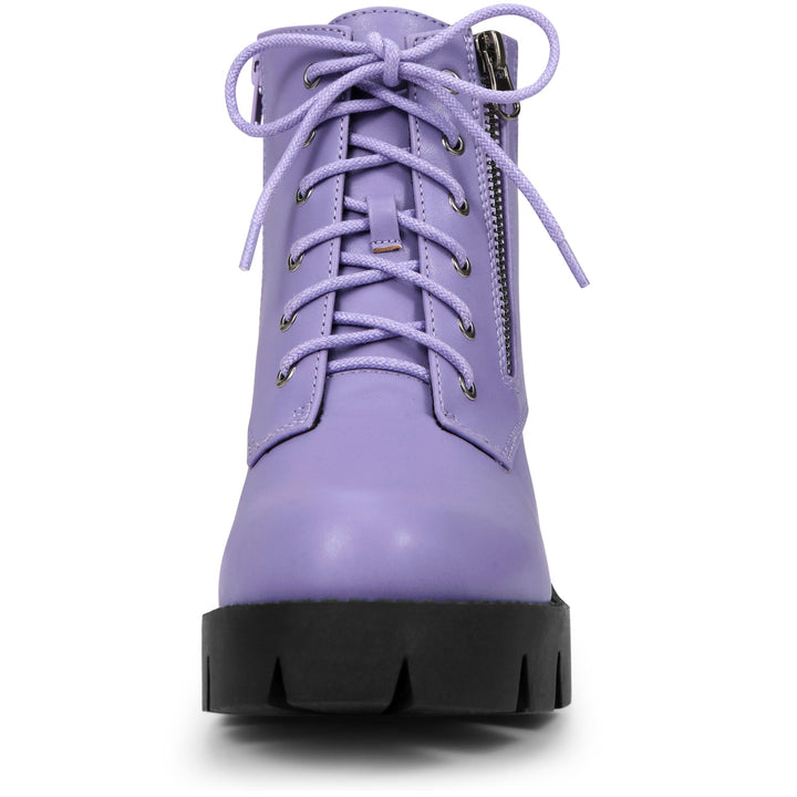 Women's Lace Up Combat Chunky Ankle Boots | Platform