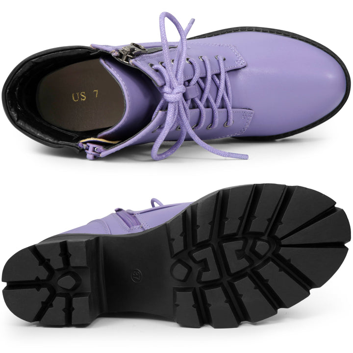 Women's Lace Up Combat Chunky Ankle Boots | Platform