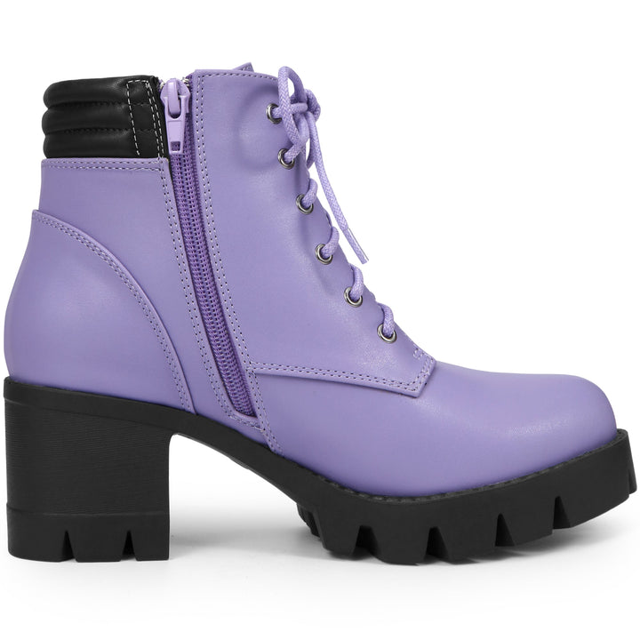 Women's Lace Up Combat Chunky Ankle Boots | Platform