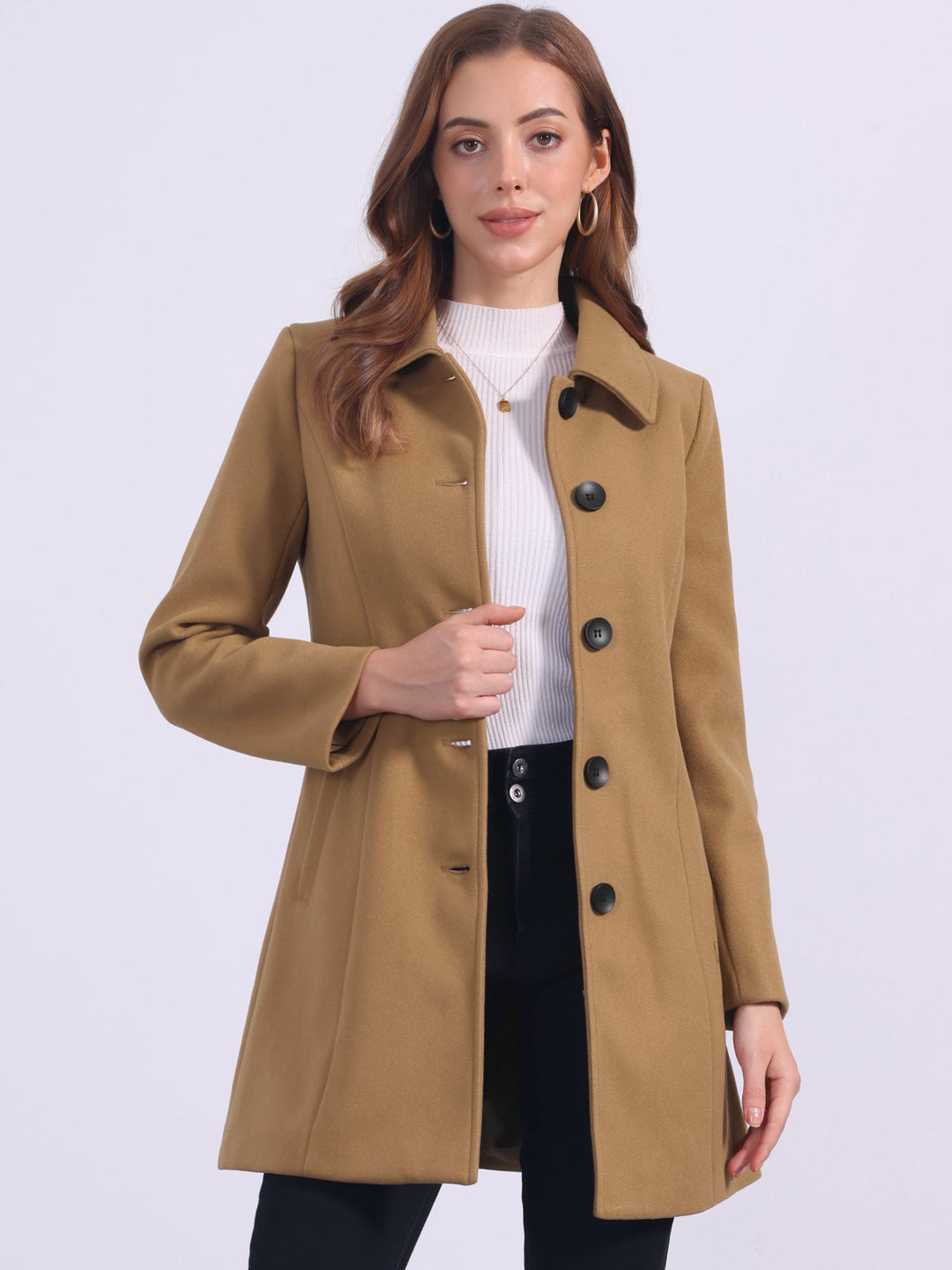 Women's Winter Single Breasted Pea Coat | Long