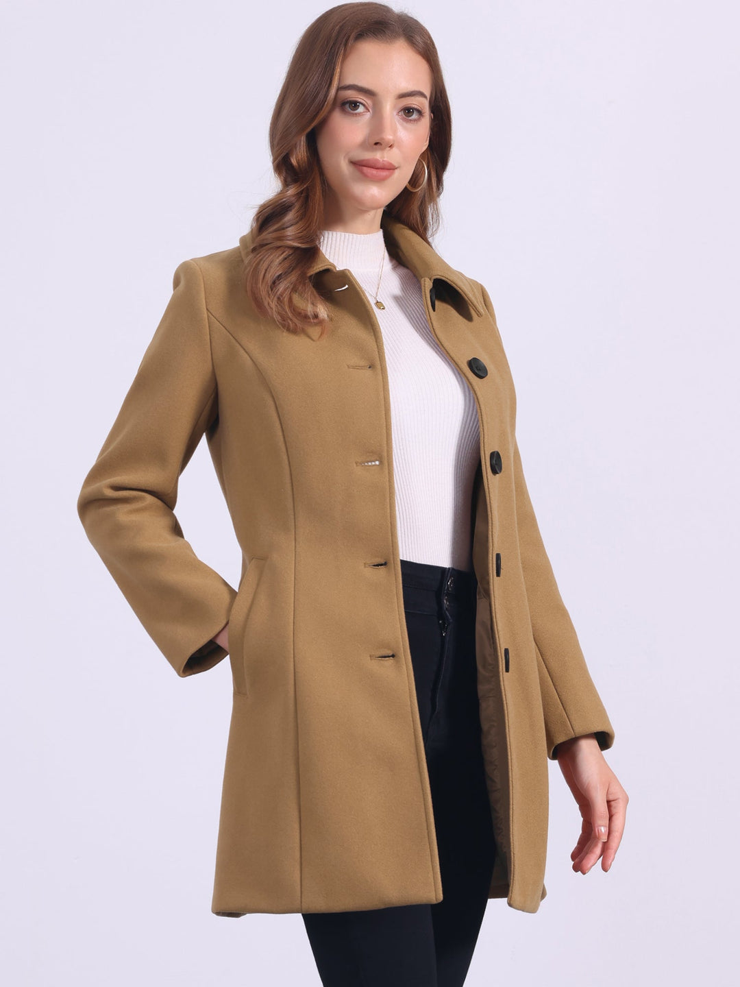 Women's Winter Single Breasted Pea Coat | Long