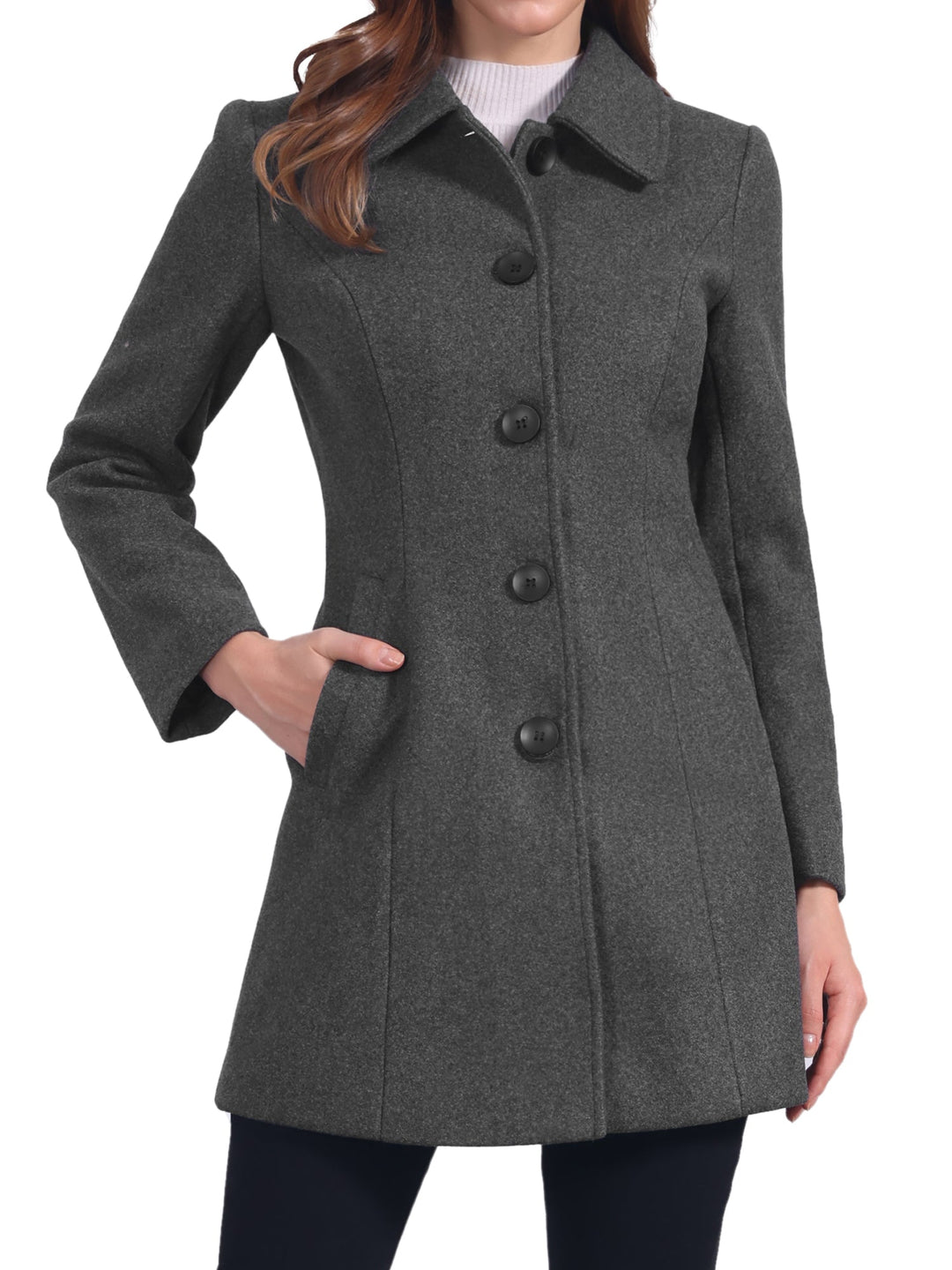 Women's Winter Single Breasted Pea Coat | Long