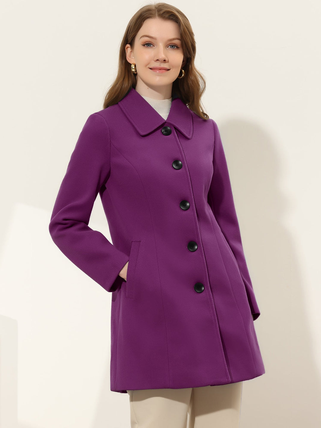 Women's Winter Single Breasted Pea Coat | Long