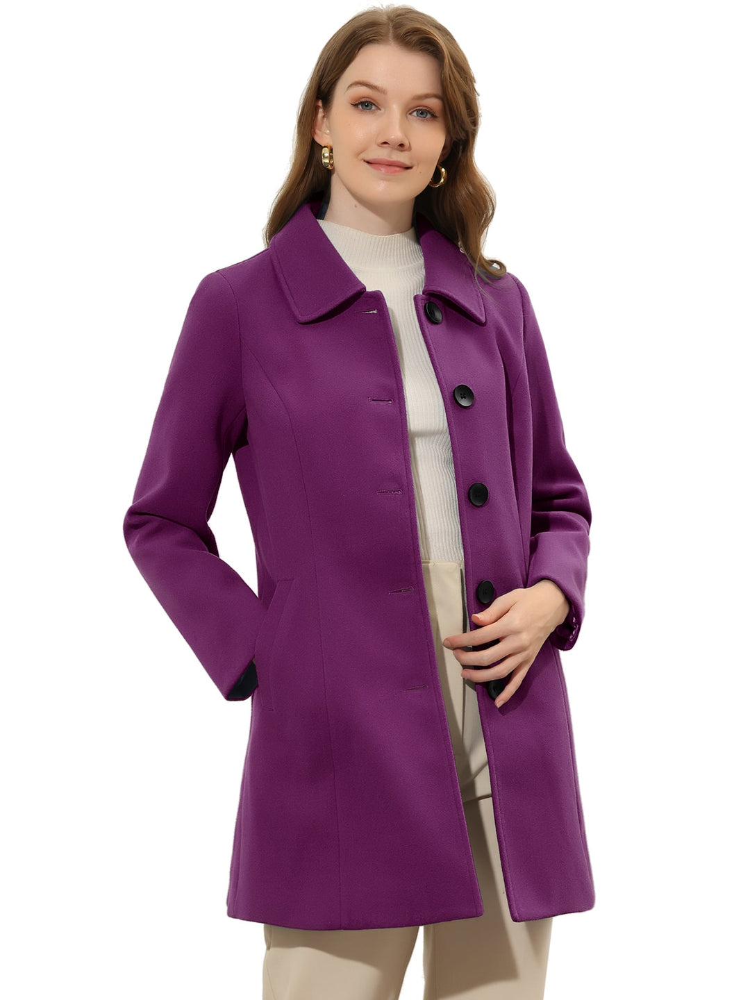 Women's Winter Single Breasted Pea Coat | Long