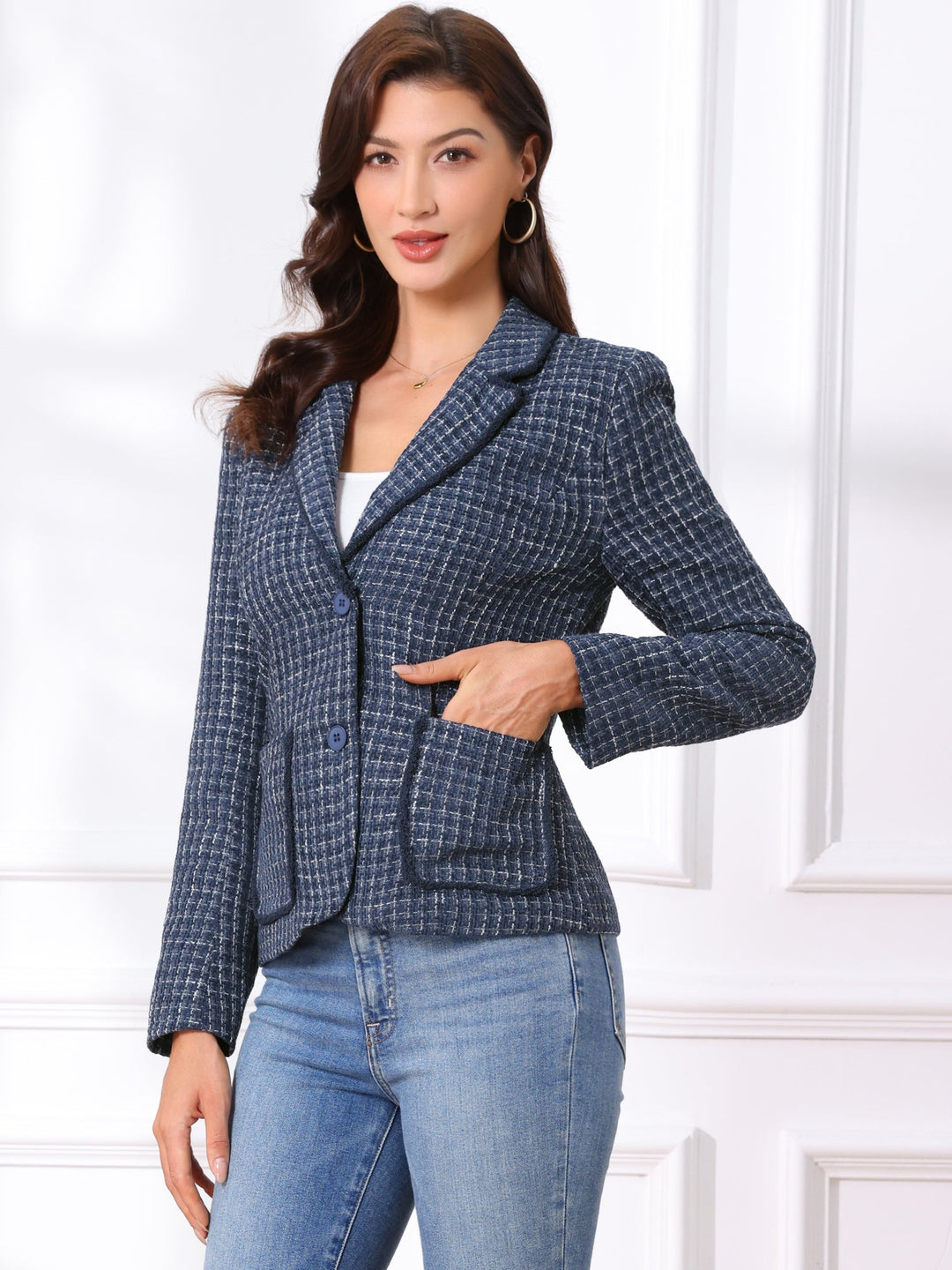 Women's Textured Long Sleeve Knitted Blazer | Tailored