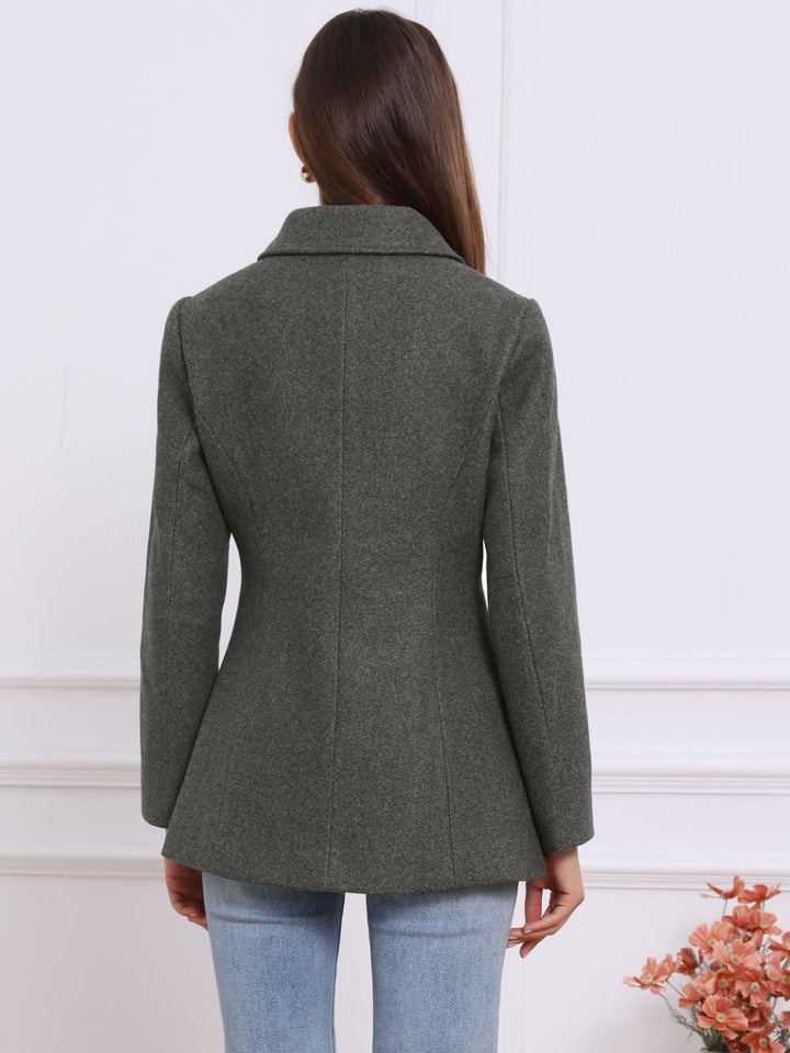 Women's Winter Button Collared Pea Coat | Single Breasted