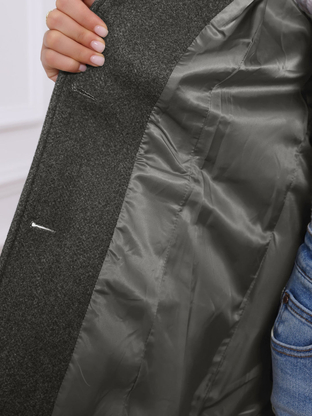 Women's Winter Button Collared Pea Coat | Single Breasted