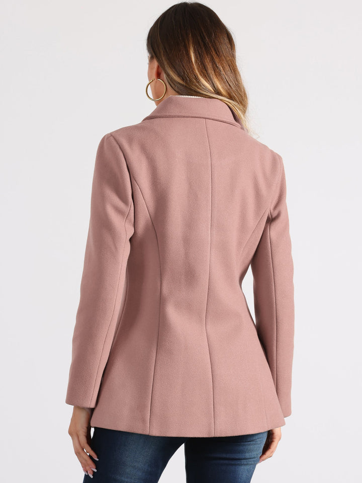 Women's Winter Button Collared Pea Coat | Single Breasted