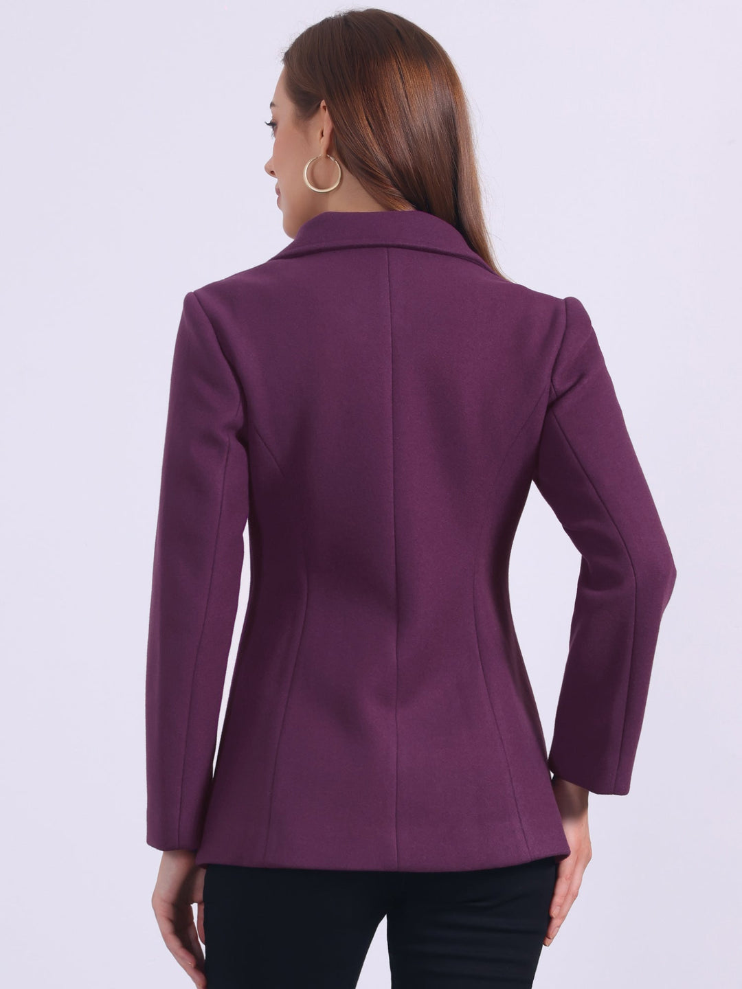 Women's Winter Button Collared Pea Coat | Single Breasted