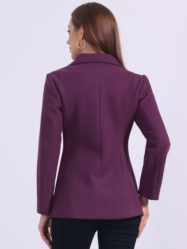 Women's Winter Button Collared Pea Coat | Single Breasted