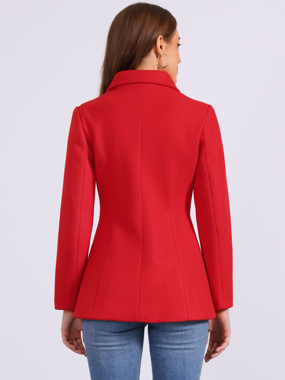 Women's Winter Button Collared Pea Coat | Single Breasted