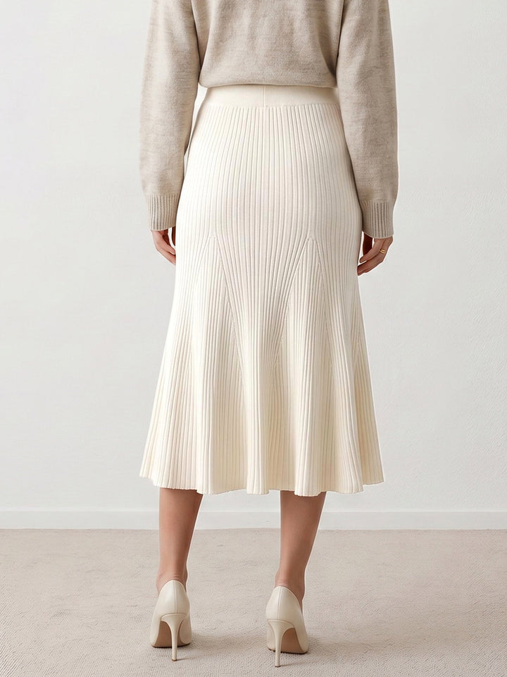Women's Ribbed Flared Knit A-Line Skirt | Midi