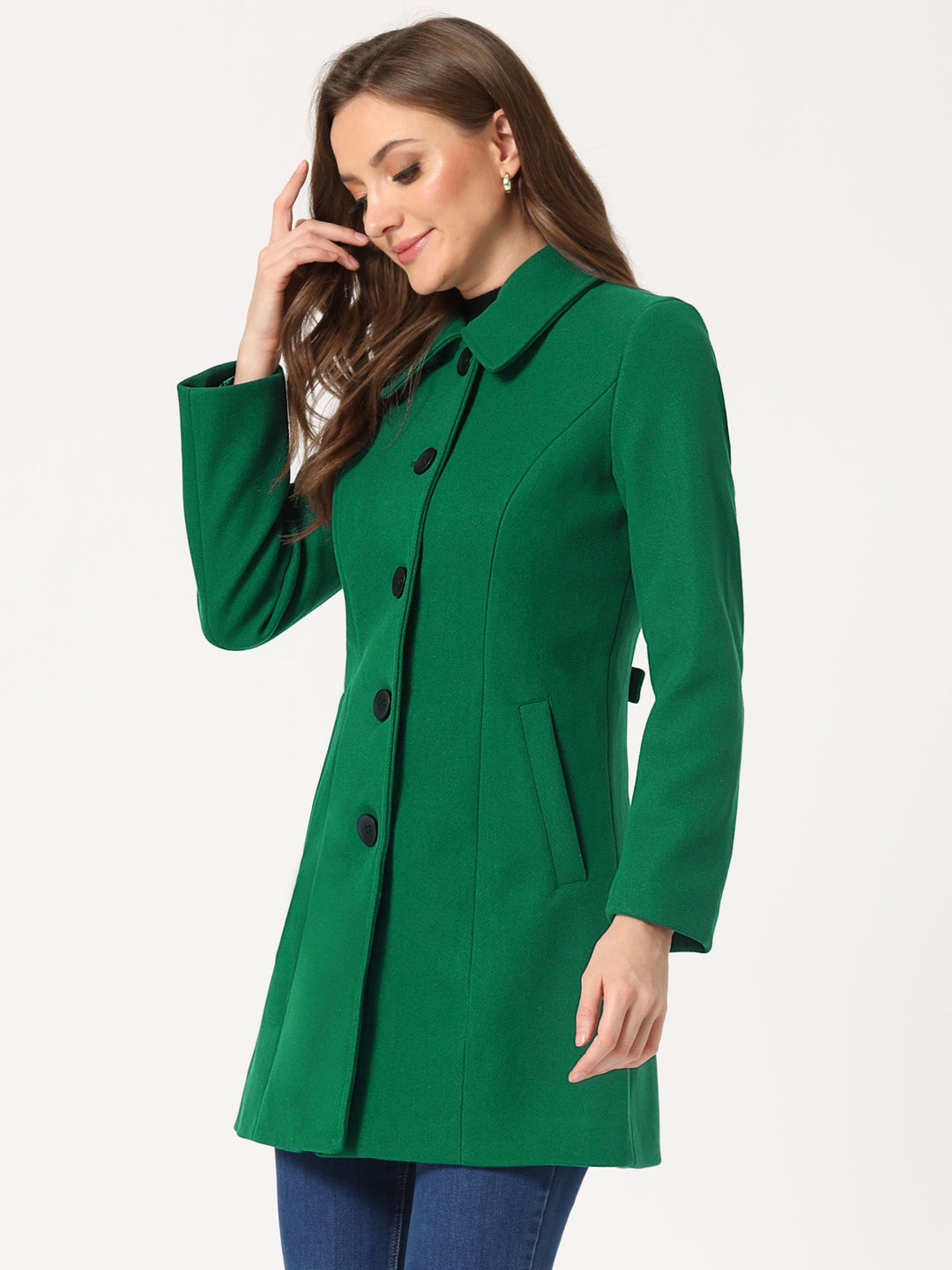 Women's Winter Single Breasted Pea Coat | Long