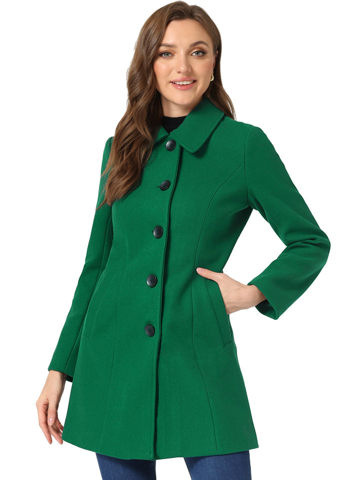 Women's Winter Single Breasted Pea Coat | Long