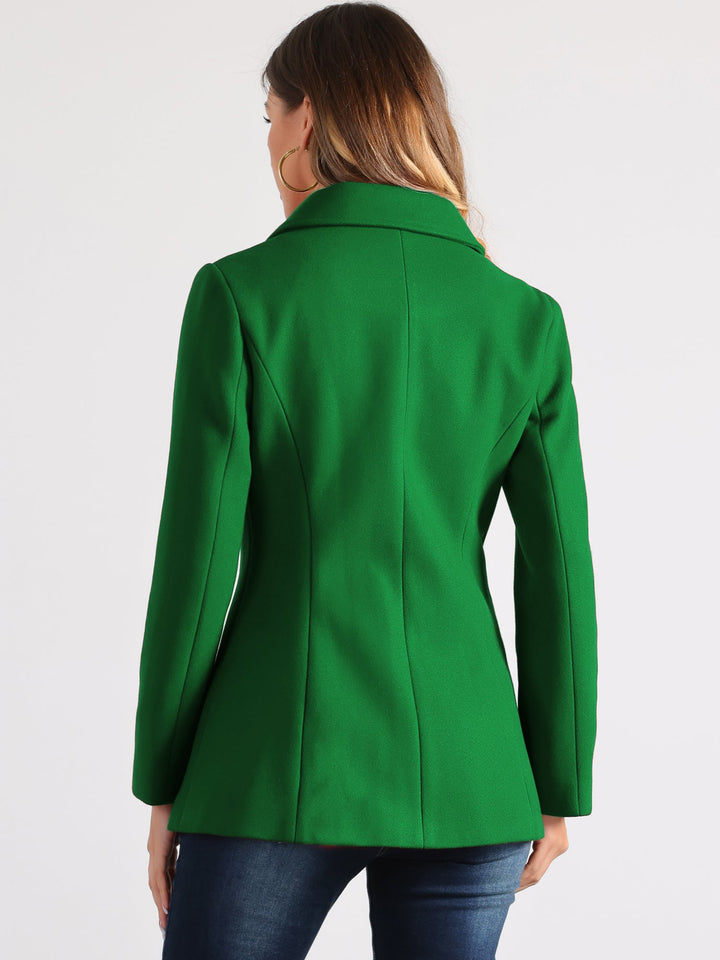 Women's Winter Button Collared Pea Coat | Single Breasted