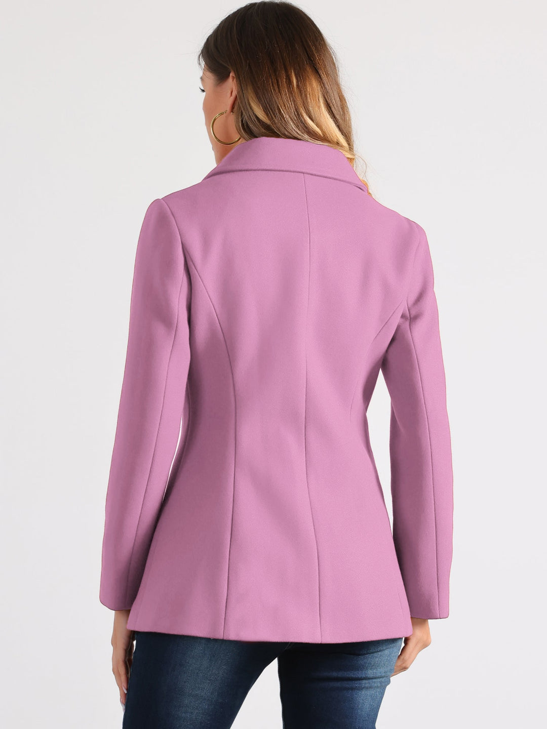 Women's Winter Button Collared Pea Coat | Single Breasted