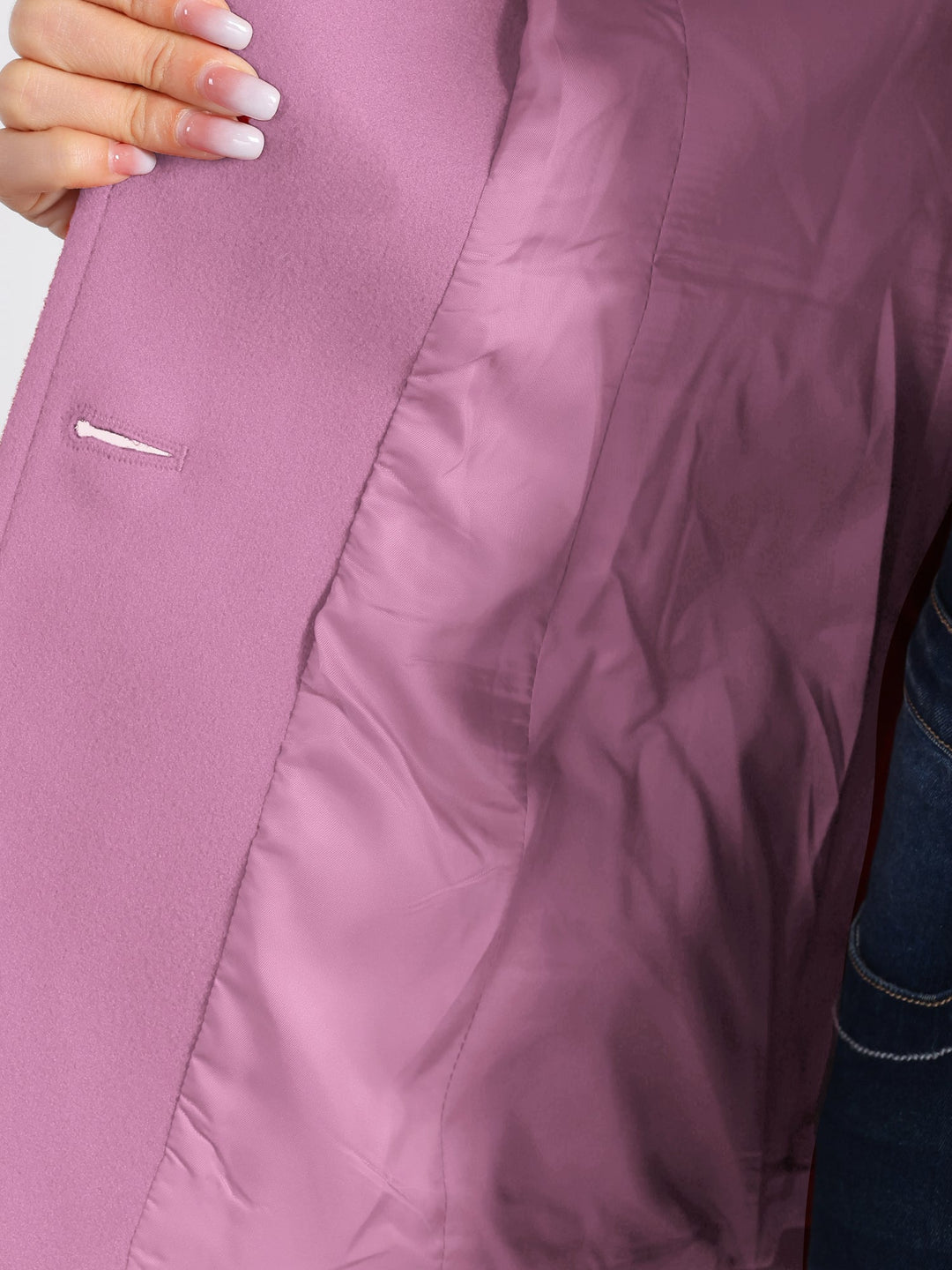 Women's Winter Button Collared Pea Coat | Single Breasted