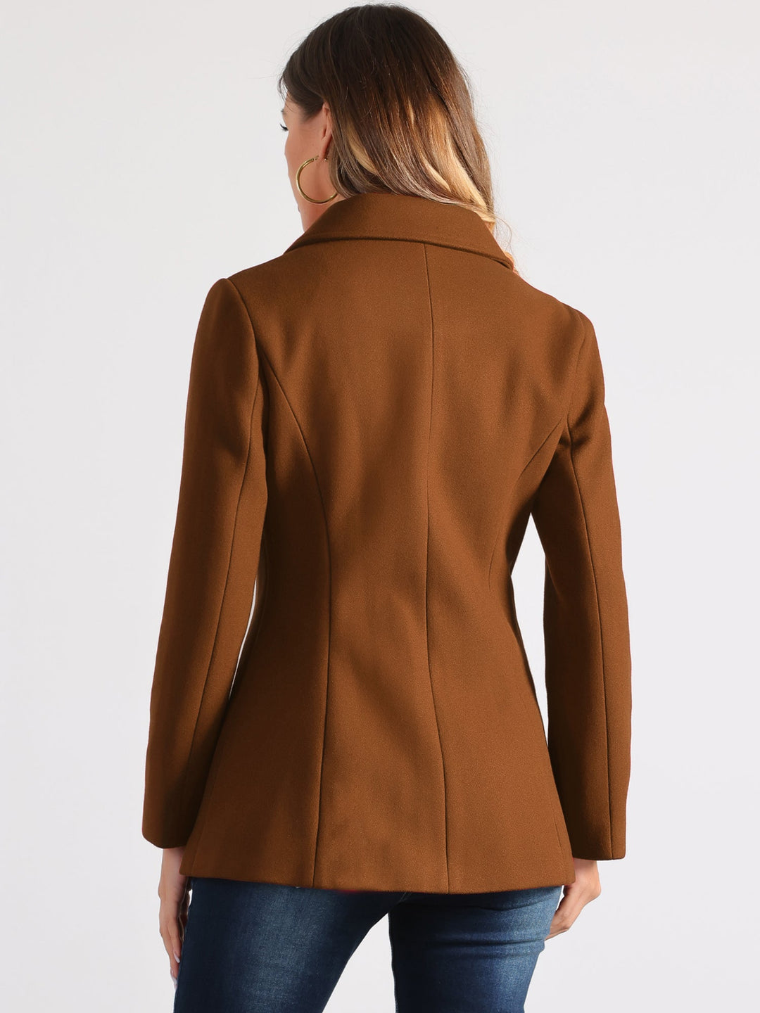 Women's Winter Button Collared Pea Coat | Single Breasted