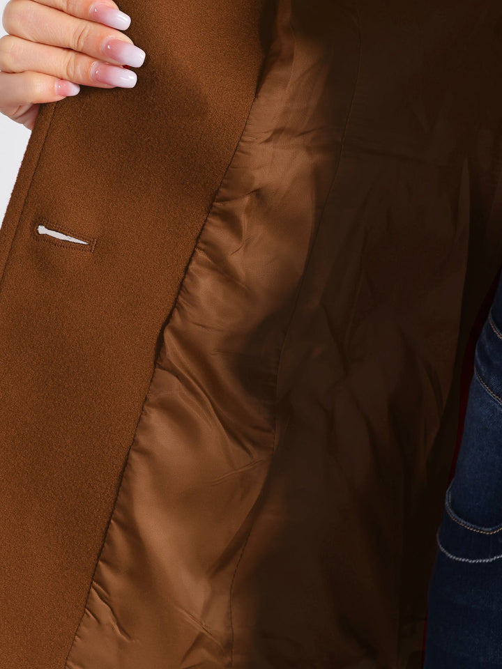 Women's Winter Button Collared Pea Coat | Single Breasted