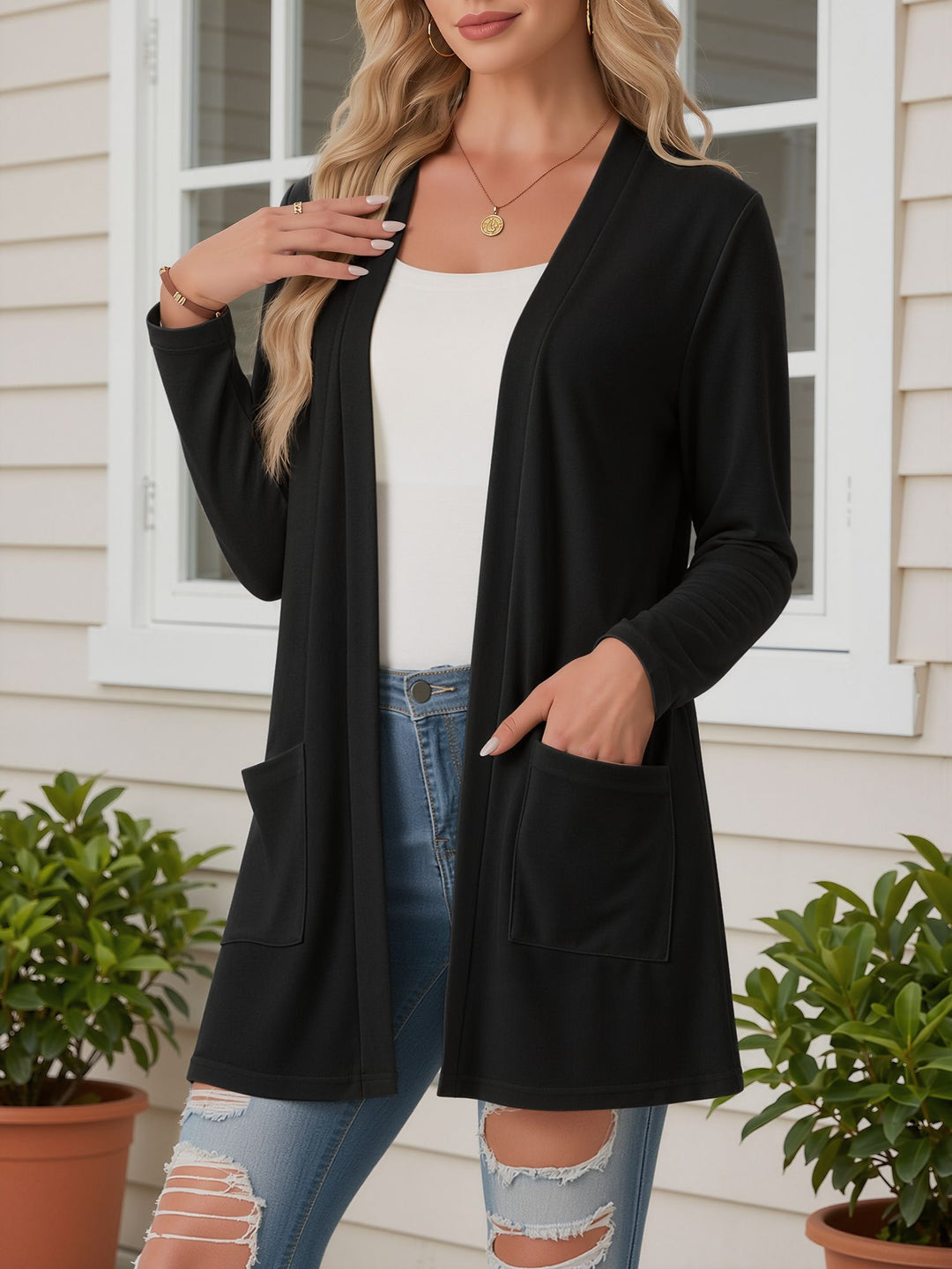 Women's Open Front Longline Cardigan | Casual
