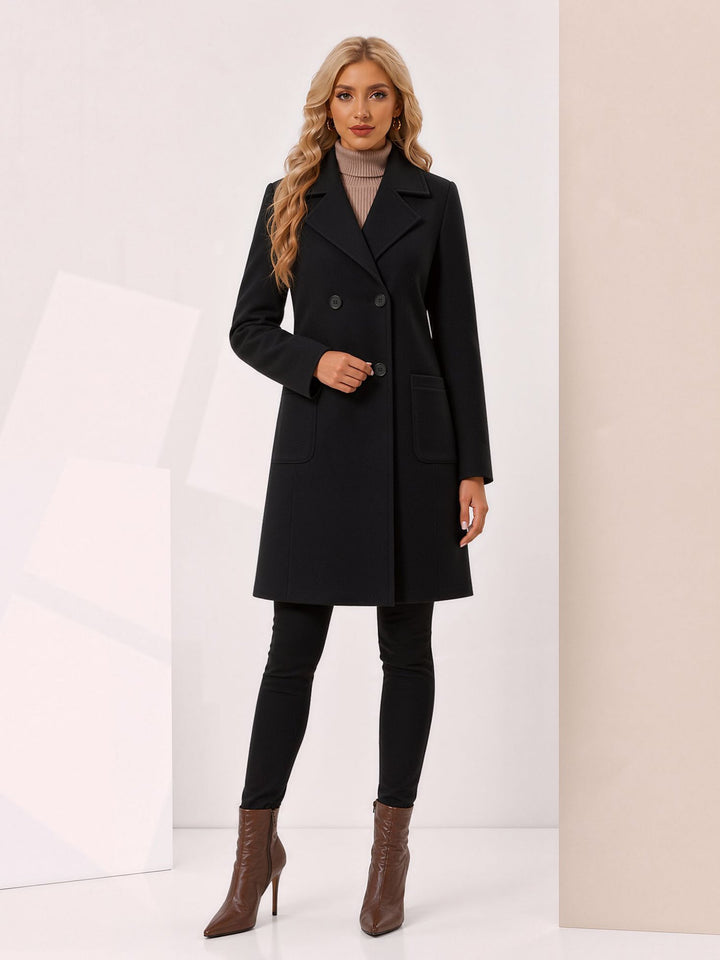 Women's Double Breasted Coat | Notch Collar