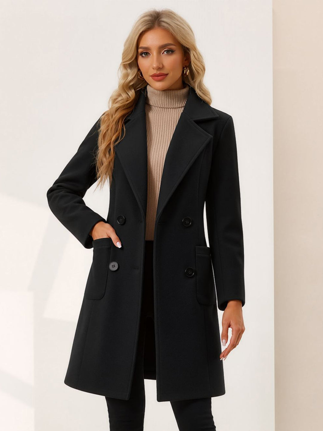 Women's Double Breasted Coat | Notch Collar