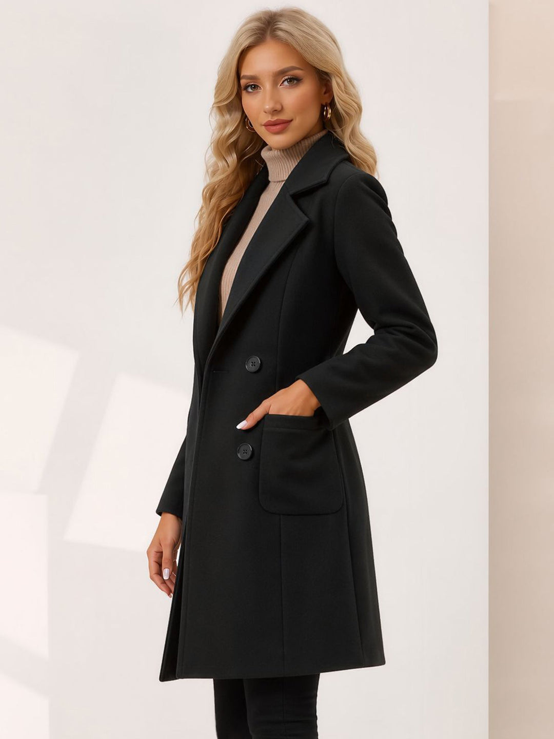 Women's Double Breasted Coat | Notch Collar