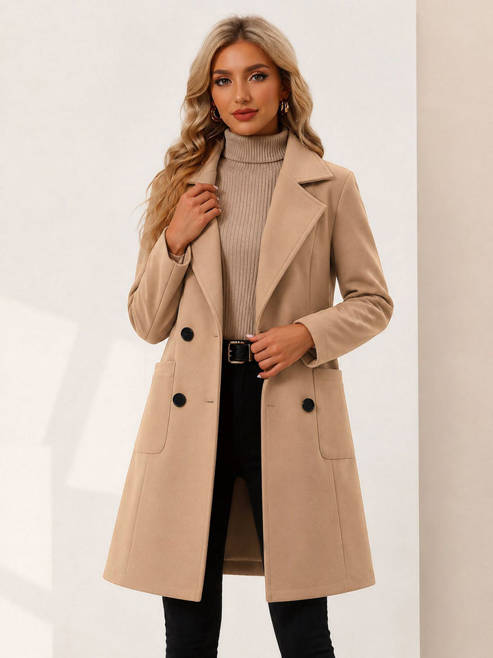 Women's Double Breasted Coat | Notch Collar