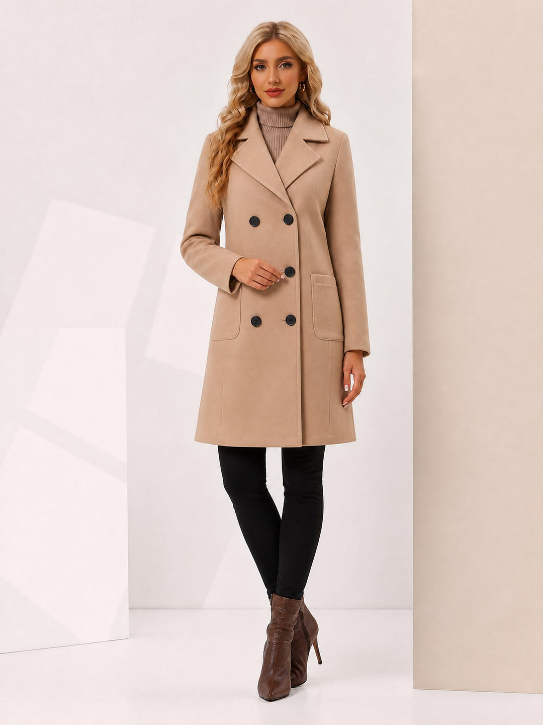 Women's Double Breasted Coat | Notch Collar